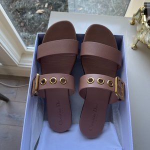 Dior D-buckle leather slides Sz 39.5